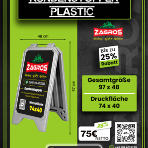 ستاند رصيف بلاستيك مع قاعدة مائية (قابل للتعبئة) kundenstopper plastic (قياس 40×74 سم)