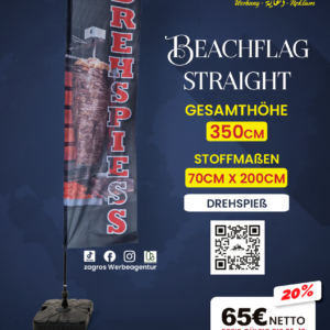 علم شاطئ جاهز دونر كباب وشواية döner & drehspieß (موديل ستريت straight ارتفاع 350 سم)