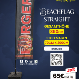 علم شاطئ جاهز برجر burger (موديل ستريت straight ارتفاع 350 سم)