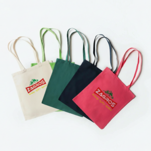 حقيبة تسوق قطنية كلاسيكية (tote bag) مع طباعة الشعار يد طويلة