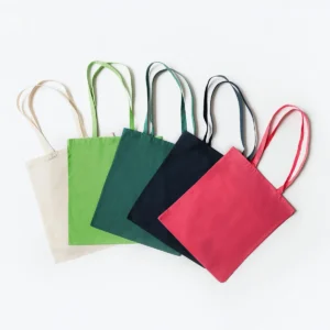 حقيبة تسوق قطنية كلاسيكية (tote bag) مع طباعة الشعار يد طويلة