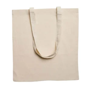 حقيبة تسوق قطنية كلاسيكية (tote bag) مع طباعة الشعار يد طويلة